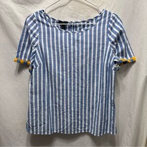 Talbots Blue and White Boxy Sailor Collar T-Shirt